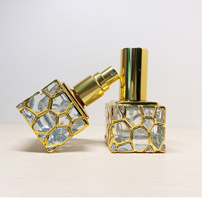 Square Glass Pump Spray Bottles, Perfume Refillable Bottle
