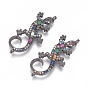 Brass Micro Pave Cubic Zirconia Links, Gecko, Colorful