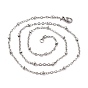 304 из нержавеющей стали кабель цепи ожерелья, с шаровыми бисером и когтя омара застежками, 17.9 дюйм (455 мм), 3 мм