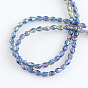 Electroplated Glass Bead Strands, Rainbow Plated, Faceted, Drop, 4~5x3~3.5mm, Hole: 1mm, about 100pcs/strand, 18.1 inch