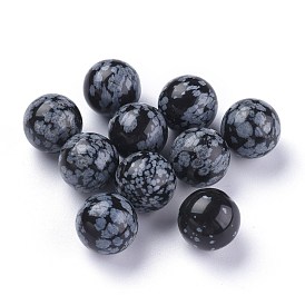 Flocon de neige naturelles perles en obsidienne, sphère de pierres précieuses, pas de trous / non percés, ronde
