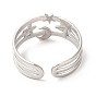 Ion Plating(IP) 304 Stainless Steel Cuff Wide Band Rings, Moon & Star Open Finger Rings for Women Men