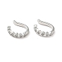 Clear Cubic Zirconia Rhombus Cuff Earrings, Brass Jewelry for Non-pierced Ears, Cadmium Free & Lead Free
