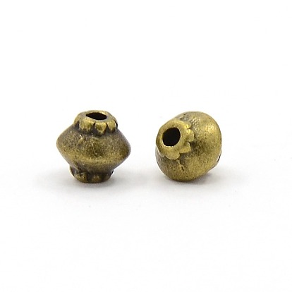 Perles d'espacement bicône en alliage de style tibétain, 5x4.5mm, trou: 1 mm, environ 800 pcs / 200 g