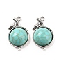 Alloy Pendants, Cherry Charms, with Synthetic Turquoise