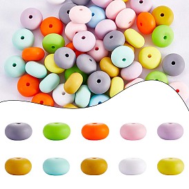 100Pcs Silicone Beads 14mm Silicone Abacus Beads Rubber Beads Large Hole Colored Loose Spacer Beads for DIY Necklace Bracelet Keychain Craft Jewelry Making