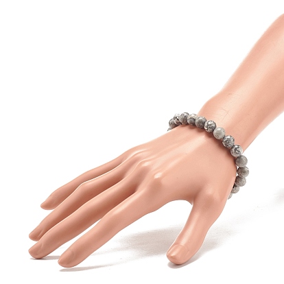 Pierre de carte naturelle/pierre picasso/jaspe picasso bracelet extensible perlé rond, bijoux en pierres précieuses pour femmes