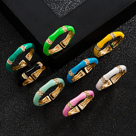 Bague arc-en-ciel géométrique colorée avec pierres de zircone pour bijoux fantaisie pour femmes