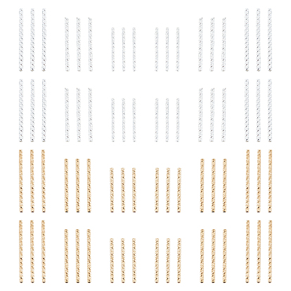 PandaHall Elite 60Pcs 3 Style Brass Tube Beads, Long-Lasting Plated, Faceted Tube
