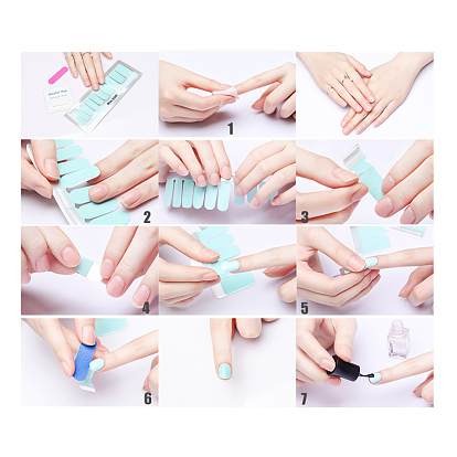 Autocollants de bandes de vernis à ongles de couleur unie à paillettes, avec lime à ongles et tampon alcoolisé, pour femmes filles bricolage nail art
