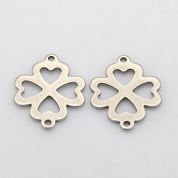 Filigree Clover 304 Stainless Steel Links Connectors, 21x16x1mm, Hole: 1mm