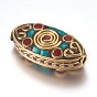 Handmade Indonesia Beads, with Brass Findings, Nickel Free, Oval with Vortex, Colorful
