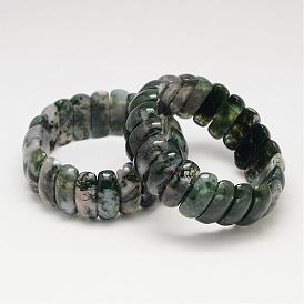 Mousse naturelle bracelets agate stretch, 51~54mm