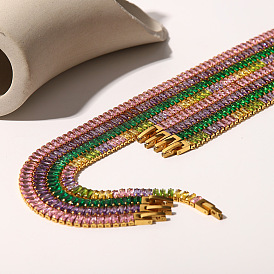 Sparkling 18K Gold-Plated CZ Collar Necklace & Tennis Bracelet Set for Women