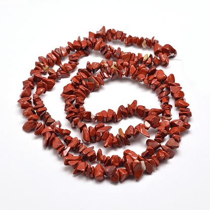 Hebras chip de grano natural de jaspe rojo, 5~8x5~8 mm, agujero: 1 mm, alrededor de 31.5 pulgada