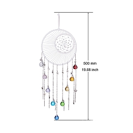 Woven Web/Net with Glass Round Pendant Decorations, for Home Hanging Decorations