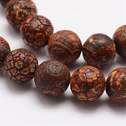 Tibetan Style dZi Beads, Natural Weathered Agate Bead Strands, Round, Dyed & Heated
