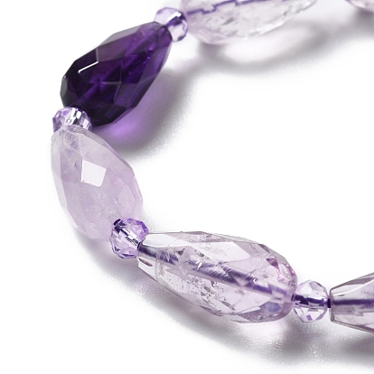 Natural Amethyst Beads Strands, Faceted, Teardrop