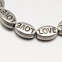 Oval with Word Love Tibetan Style Alloy Bead Strands, Lead Free, 10x6x4mm, Hole: 1mm, about 22pcs/strand, 8 inch