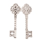 Supports clés pendentif en strass de style tibétain, sans plomb et sans cadmium, 68x20.5x3mm, Trou: 1mm