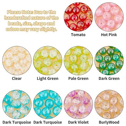 Round Transparent Crackle Glass Beads