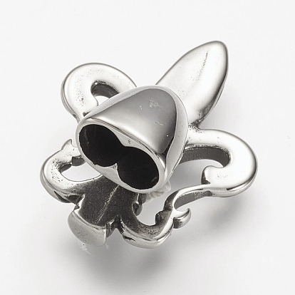 304 Stainless Steel Hook Clasps, For Leather Cord Bracelets Making, Fleur De Lis