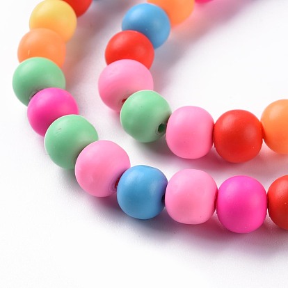 Handmade Polymer Clay Beads Strands, Round