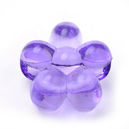 Perles européennes acryliques transparentes, Perles avec un grand trou   , fleur