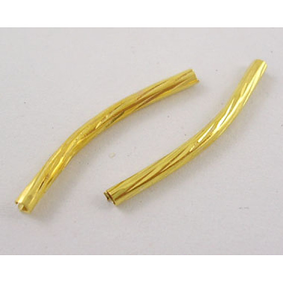 Tubo cuentas, curvo, latón, color de oro, sin níquel, 25x2 mm, agujero: 1.2 mm
