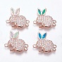 Brass Micro Pave Cubic Zirconia Bunny Links Connectors, with Synthetic Opal, Rabbit Findings,