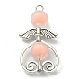 Frosted Acrylic Pendants, with Antique Silver Plated Alloy Findings, Angel