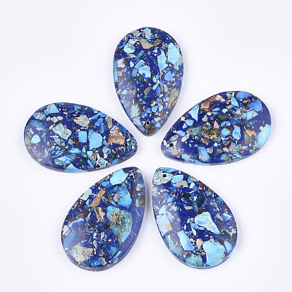 Jaspe impérial synthétique assemblé et pendentifs en lapis-lazuli naturel, teint, goutte 