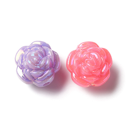 Opaque Acrylic Beads, AB Color Plated, Rose
