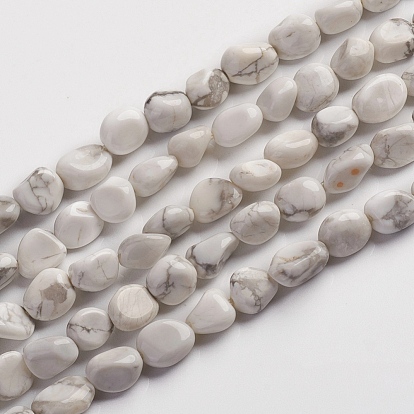 Chapelets de perles howlite naturelles , pierre tombée, nuggets