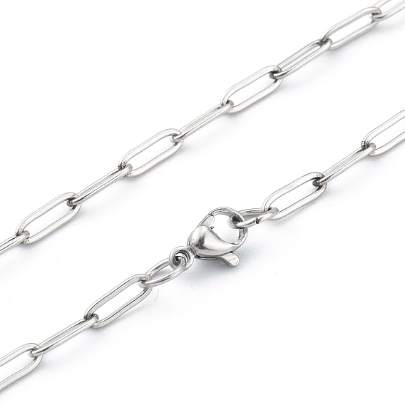 304 cadena de clip de acero inoxidable, collares de cadena cable alargados dibujados, con cierre de langosta