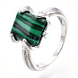 Synthetic Malachite Geometry Finger Rings, Heart & Rhombus & Triangle & Rectangle Alloy Rings for Women