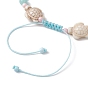 Bracelet de cheville en perles tressées, étoile de mer et tortue, jade naturel de malaisie et turquoise synthétique, Bracelets de cheville réglables avec cordons en nylon sur le thème de l'océan