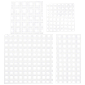 PandaHall Elite 24Pcs 4 Style Plastic Mesh Canvas Sheets, for Embroidery, Acrylic Yarn Crafting, Knit and Crochet Projects, Square & Rectangle