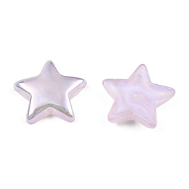 ABS Plastic Imitation Pearl Beads, Half Drilled, AB Color Plated, Star