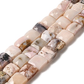 Rose naturel perles d'opale brins, facette, carrée