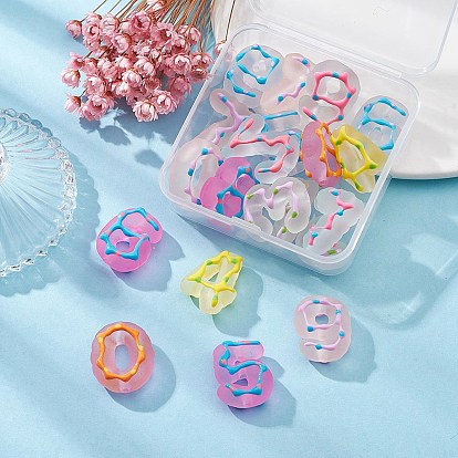20Pcs Transparent Frosted Acrylic Beads, with Enamel, Number