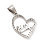 Thème de la fête des mères 304 pendentifs en acier inoxydable, avec strass cristal, breloques coeur et mot "love"