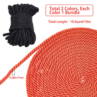 Gorgecraft 2 Bundles 2 Colors Polyester Thread, Braided Rope, Round
