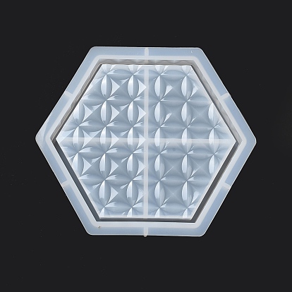 Moules de dessous de verre en silicone bricolage, moules de résine, pour la résine UV, fabrication de bijoux en résine époxy, motif rond, Hexagone/carré/rond/rectangle