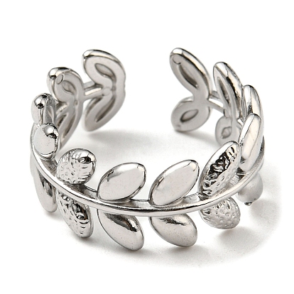 304 anillos de puño de acero inoxidable, anillos abiertos, anillo de hoja para mujer