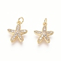 Encantos de bronce, con circonita cúbica transparente y anillos de salto, estrella de mar / estrellas de mar