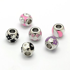 Mixed 304 Stainless Steel Enamel Barrel Large Hole Beads, 11x10mm, Hole: 5mm