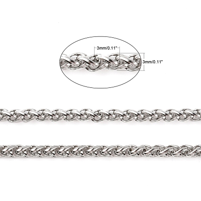 304 Stainless Steel Wheat Chains, Foxtail Chain, with Spool, Unwelded