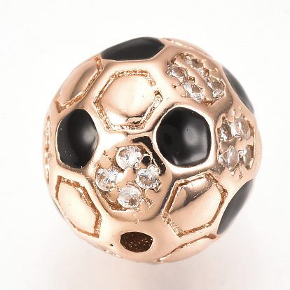 Micro en laiton pavent des perles cubes de zircone, avec l'émail, ballon de football / soccer