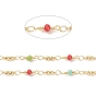 Glass Rondelle Beaded Chains, with Real 18K Gold Plated Findings, Soldered, Faceted, with Spools, Cadmium Free & Lead Free
